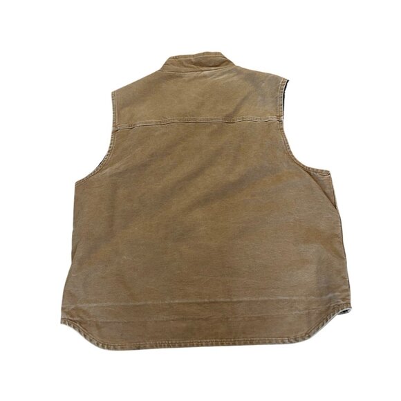 Carhartt V33-211 Sandstone Sherpa-Lined Mock-Neck Vest Full Zip Brown Men's XL - Picture 2 of 8